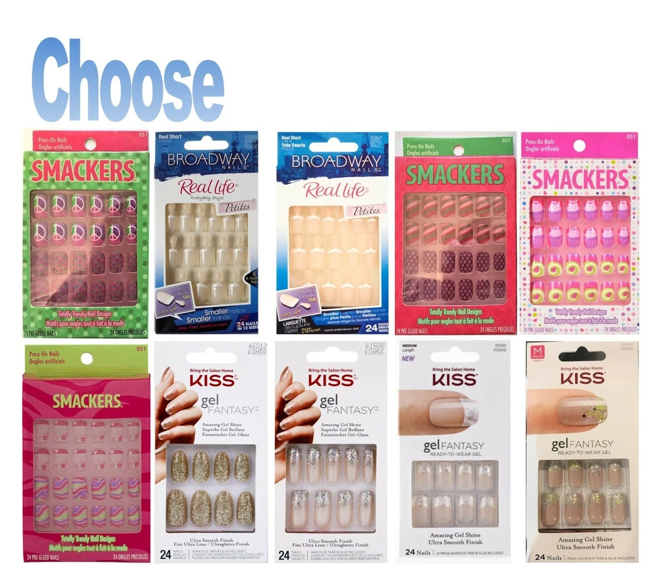 Kiss, Broadway,Smackers Nail Tips,Various False Nails or Toenails ~ Choose Your - Image 1 of 1