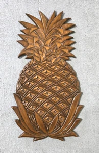VTG MCM 12” Wood Pineapple Tiki Hawaii Wall Plaque Kitchen Trivet Swinger Art - Picture 1 of 21