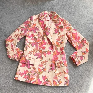 Dolan Anthropologie Pink Floral Boyfriend Blazer Jacket F*rm Rio Spring NWOT XS - Picture 1 of 11