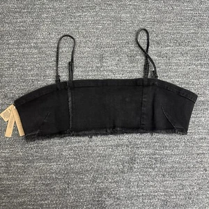Skims Denim Crop Top Bandeau Women 3X Plus Adjustable Straps Goth Grunge Punk - Picture 1 of 10