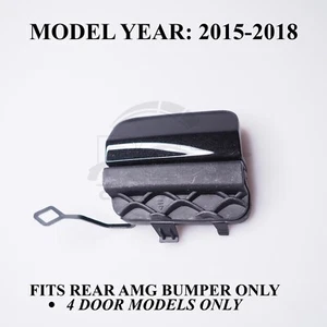 Tapa de gancho de remolque para parachoques trasero para Mercedes Clase C W205 AMG 15-18 negro obsidiana 197 - Imagen 1 de 10