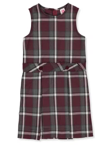 A+ Girls' Bib Front Jumper School Uniform Color: green/gold *plaid #83* Size: 5 - Picture 1 of 2