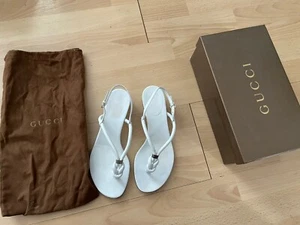 Original GUCCI Sandalen Leder Weiß Gr 38 - Bild 1 von 12