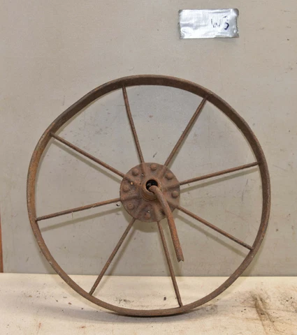 Blacksmith forged heavy wheelbarrow wheel collectible farm garden display W3 Cover