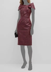$580 Rickie Freeman by Teri Jon Women's Red Jacquard Off-Shoulder Dress Size 12 - Picture 1 of 3