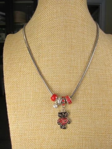 Very nice University of Wisconsin UW Badgers team necklace serpentine charms Cover