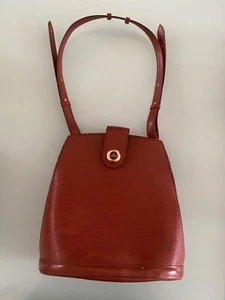LOUIS VUITTON LV Logo Cluny Shoulder Bag Epi Leather Brown France with defect - Picture 1 of 20