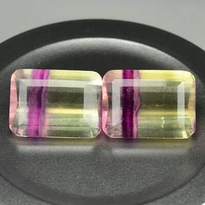 23.40Ct (15x11) Matching Pair Dazzling Afghan Bi Color Fluorite Loose Gemstone, - Picture 1 of 2