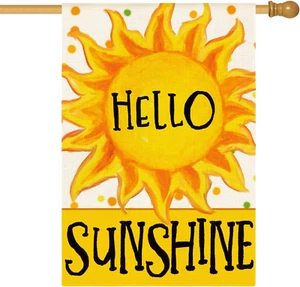 Summer House Flag 28X40 Inch Double Sided Outside, Hello Sunshine Seasonal Yard - Picture 1 of 12