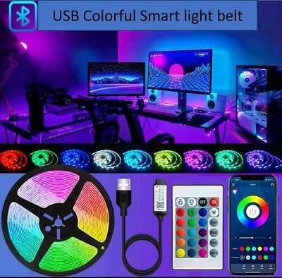 5050RGB light strip set 5v light strip 24-key remote control Bluetooth LED light - Image 1 of 4