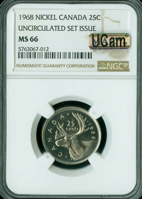 1968 CANADA 25 CENTS NGC MS66 UCAM FINEST MAC SPOTLESS * - Image 1 of 2