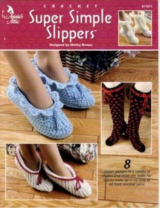 ANNIE'S ATTIC CROCHET SUPER SIMPLE SLIPPERS 8 DESIGNS - Picture 1 of 2