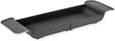 BLUE CANYON EXTENDING OVER BATH RACK CADDY SLATE/BLACK PLASTIC LUXURY BATHROOM