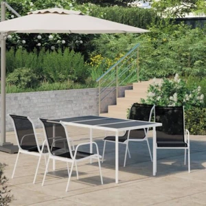 vidaXL 5 Piece Outdoor Dining Set Steel Black - Picture 1 of 13