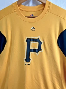 Majestic Pittsburg Pirates Short Sleeve Crew Neck Shirt Size Large Gold Black - Picture 1 of 5