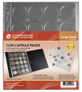 Guardhouse Coin Capsule Binder Pages Large Size Holds 20 Coins Per Page - Picture 1 of 1