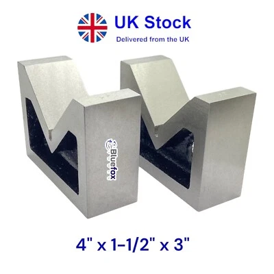 BLUEFOX 4" CAST IRON V BLOCK SET of 2 PCS VEE VARIOUS SIZES MILLING ENGINEERING TOOLS