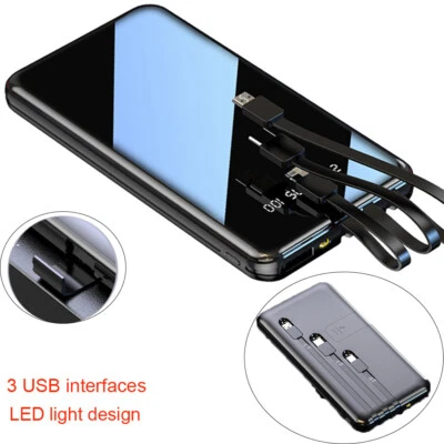 Portable Power Bank 1000000mAh LCD LED 3 USB Battery Charger For Mobile Phone - Image 1 of 4
