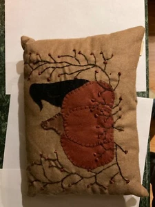 Primitive decor vintage honey & me Harvest Pumpkin and crow pillow - Picture 1 of 2