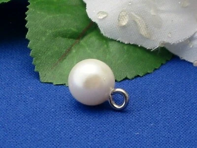 8mm LIGHT IVORY Full Ball Bridal Pearl Buttons with Metal Shank  24 pcs - Image 1 of 3