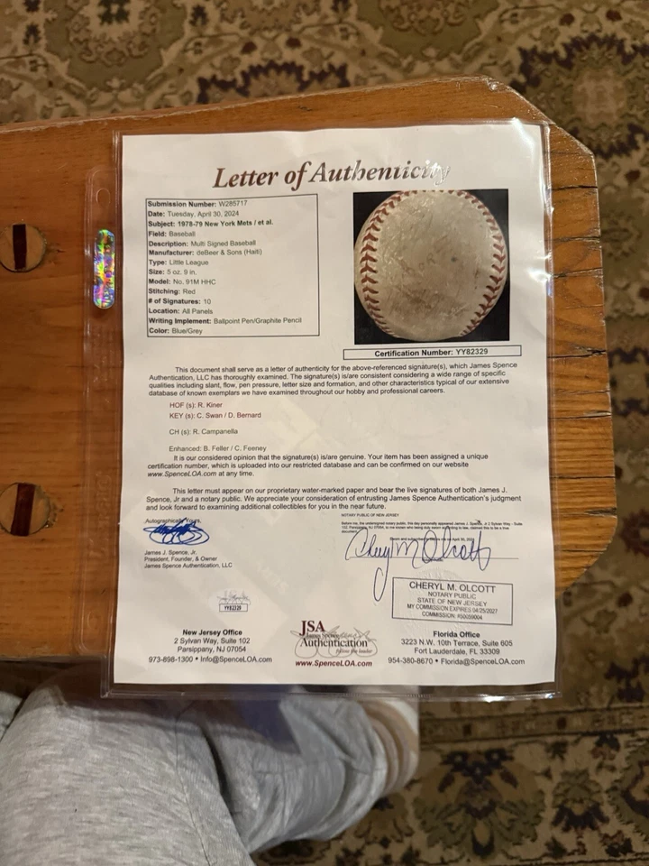 1978 年大都会队多签名棒球:Roy Campanella、C. Feeney、D. Bernard 等 — 第 1/4 张图片
