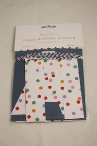 Meri Meri ~ 'HAPPY BIRTHDAY'~ paper garland BNWT  spotted pattern - Picture 1 of 4