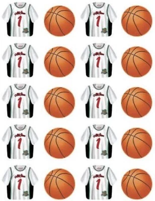 Paquete de 4 hojas pegatinas de valor de camiseta de baloncesto All Star favores de fiesta de cumpleaños Foto 1 de 2