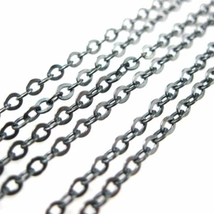 Oxidized Sterling Silver Chain - 2.3mm Strong Flat Cable Chain, Unfinished Chain - Picture 1 of 4