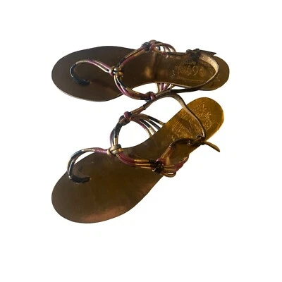 Nine West purple black and gold thong sandals size 8M - Image 1 of 4