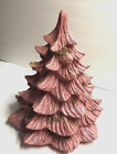 Vintage 12" rosa Keramik Weihnachtsbaum mit 14 Keramik Vögel und Moosreste