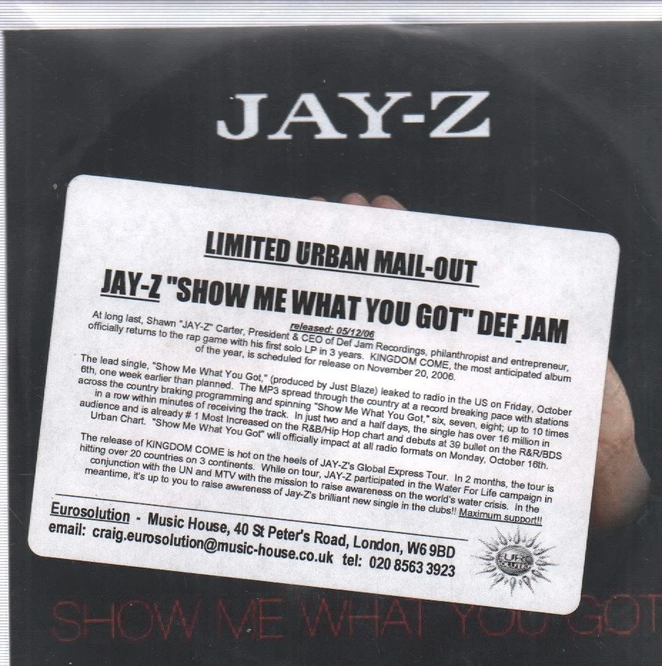 Jay Z Zeig Mir Was Du Hast CDr UK Roc A Fella 2006 Saubere Version Promo CD-R - Bild 1 von 2
