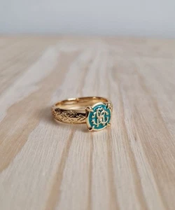 ROBERTO CAVALLI 14ct Gold Plated and Epoxy Ring -Size O BNWT - Picture 1 of 6