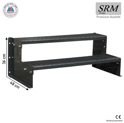Scala da appoggio scala indipendente 2 gradini completamente antracite 60 - 160 cm L 36 cm H - Immagine 1 di 3