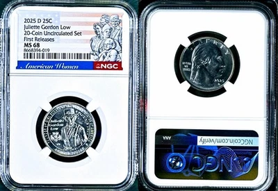 2025 D Juliette Gordon Low 25c NGC MS 68 American Women Quarter FIRST RELEASES - Image 1 of 3