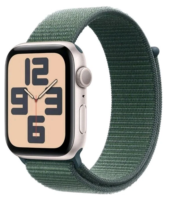 Apple Watch SE 2nd Gen 44mm GPS StarlightAlum Case w/Lake Green Sport Loop Band - Image 1 of 1