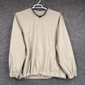 PGA Tour Pullover Jacket Mens Medium Beige Windbreaker Golf Elastic Waist - Picture 1 of 17