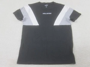 Hollister Hemd Herren Medium schwarz grau weiß Colorblock Logo Baumwolle Rundhalsausschnitt - Bild 1 von 9
