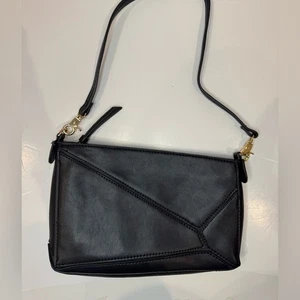 KGB Studio Geometric Asymmetric Black Shoulder Bag Minimalist Modern Chic Party - Picture 1 of 8