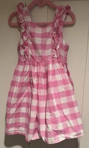 Vestido Max Studio Niños Talla 5 Rosa Guinga Volantes Sin Mangas Algodón Forrado - Imagen 1 de 3