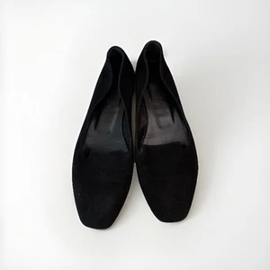 Hermes Black Suede Slip On Loafers Shoes Flats Size 37 U.S. 7 - Picture 1 of 22