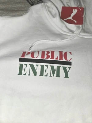 Sudadera con Capucha Public Enemy Talla L Blanca - Nueva Con Etiquetas - Hip-Hop Legend Gear Foto 1 de 4