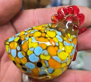 Murano Stil mundgeblasen gesprenkeltes Kunstglas Huhn. - Bild 1 von 3