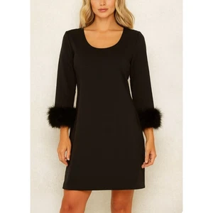 Vestido Vaina Calvin Klein CD1P9TJ4 Negro Elástico Ponte Piel Puños Talla 10 Spandex - Imagen 1 de 9