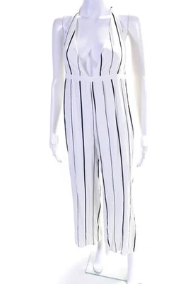 Mono Faithfull The Brand para mujer a rayas cuello halter blanco negro talla 8 Foto 1 de 4