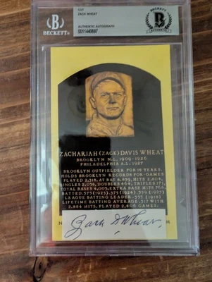 Zack Wheat Signed HOF Plaque Postcard Encapsulated Beckett Authenticated - Image 1 of 4