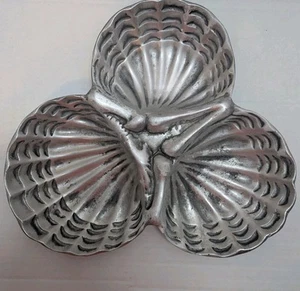 Vintage Clam Shell Divided Serving Dish Silver Freezer To Table Made In Mexico - Picture 1 of 9