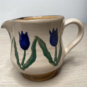 Nicholas Mosse Pottery 3 Inch Creamer  Jug Blue Tulips Made In Ireland - Picture 1 of 22