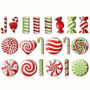 20Pcs Red Christmas Tree Decoration Wood Candy Cane Decoration New Year - Picture 1 of 6