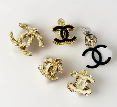 CHANEL Zipper Pull  Charm Black ,  White Gold 25mm 5pc Lot - Image 1 of 4