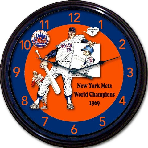 NY Mets 1969 World Series Yearbook blue rim Wall Clock Shea Stadium Cover